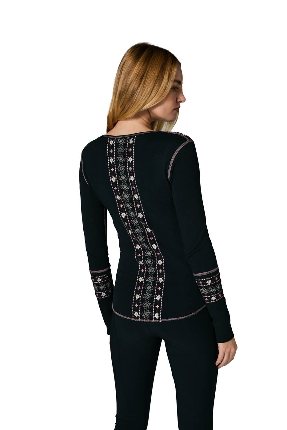 *25W* Women's Vintage Cross Ski Henley Shirt Alp-N-Rock