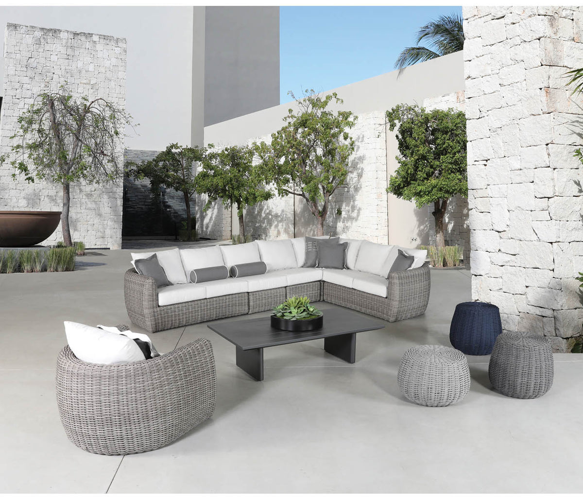 Cabana Coast Sectional Etta Sectional - Willow with Play Oat Fabric