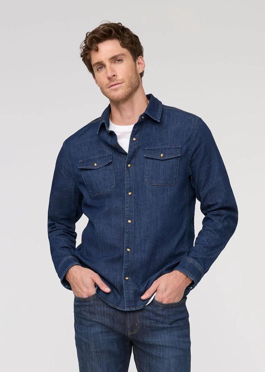 DUER Button Down Men's Performance Denim Lite Two-Pocket Shirt