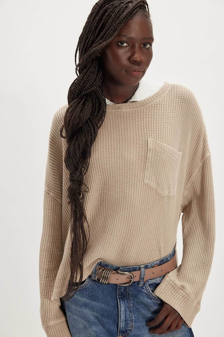 Free People Long Sleeve Top Women's Dawson Pocket Thermal