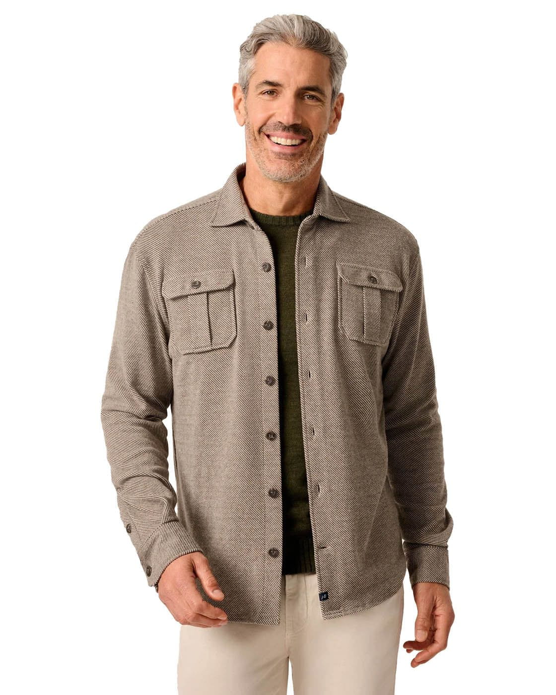 johnnie-O Button Down Men's Carl Stretch Knit Flannel Lodge Shirt