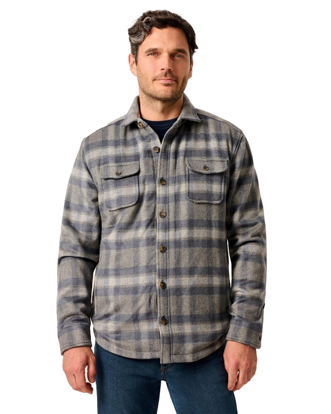 johnnie-O Shacket Men's Hassler Cashmere Blend Sherpa-Lined Shacket