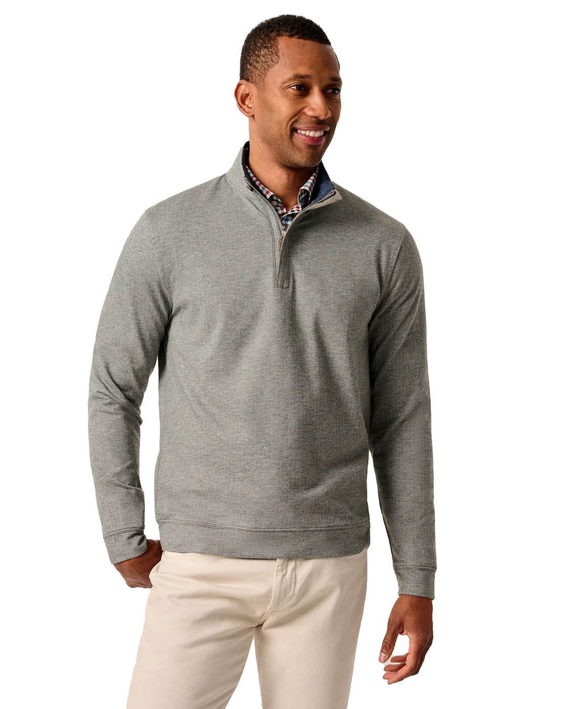 johnnie-O Pullover Men's Rubin Herringbone Cashmere Blend 1/4 Zip Pullover