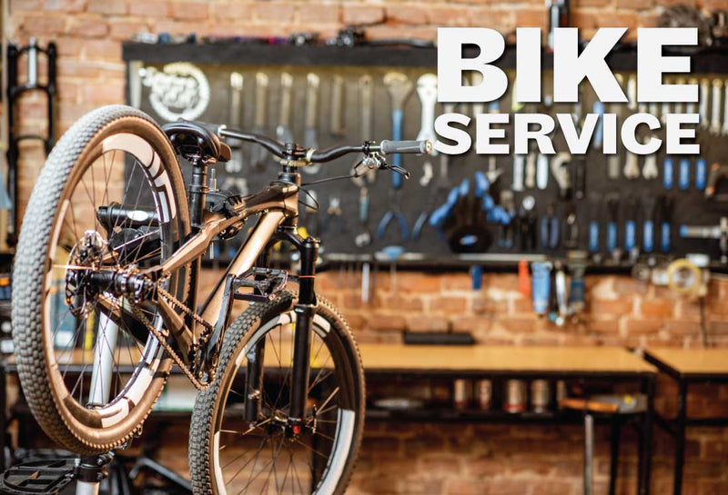 bike hanging in a service shop