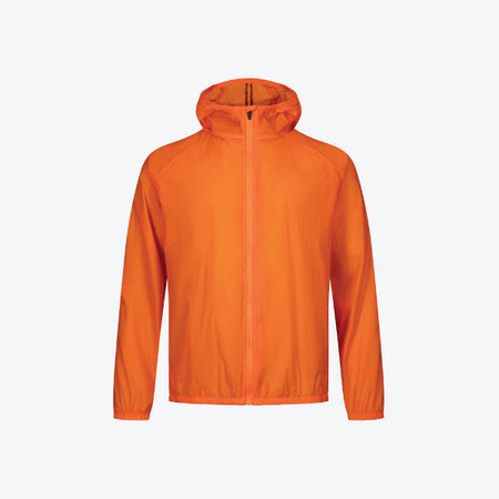 mans orange jacket