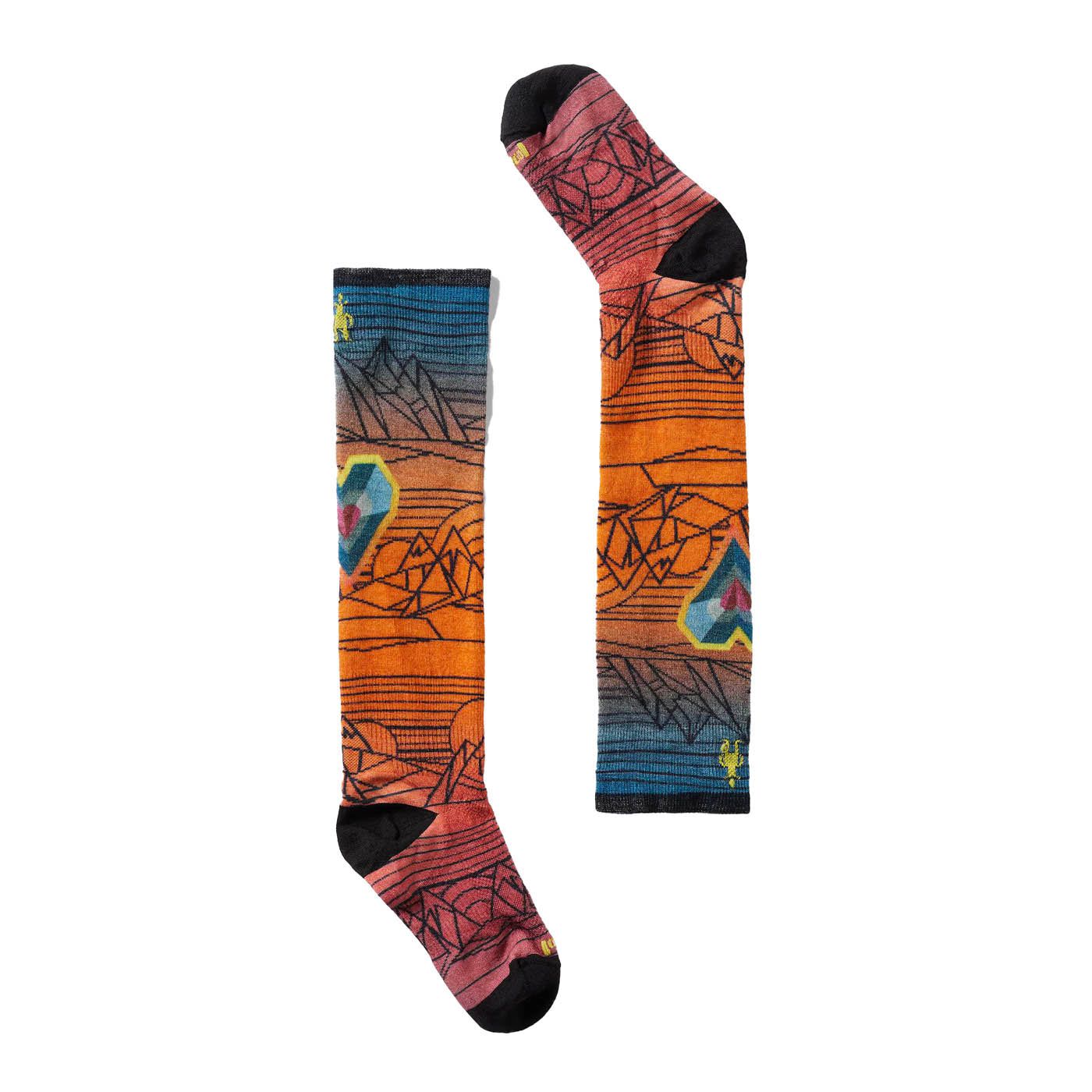 Kids' Junior Ski Zero Cushion Geo Peaks Print OTC Socks Smartwool