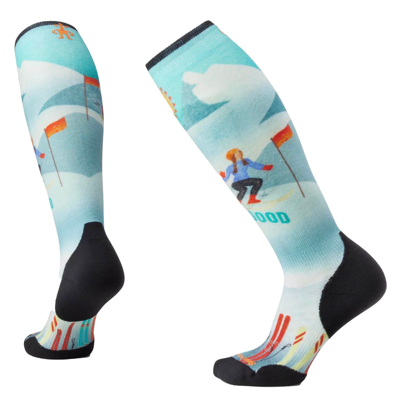 Women's Ski Targeted Cushion Snow Bunny Print OTC Socks Smartwool