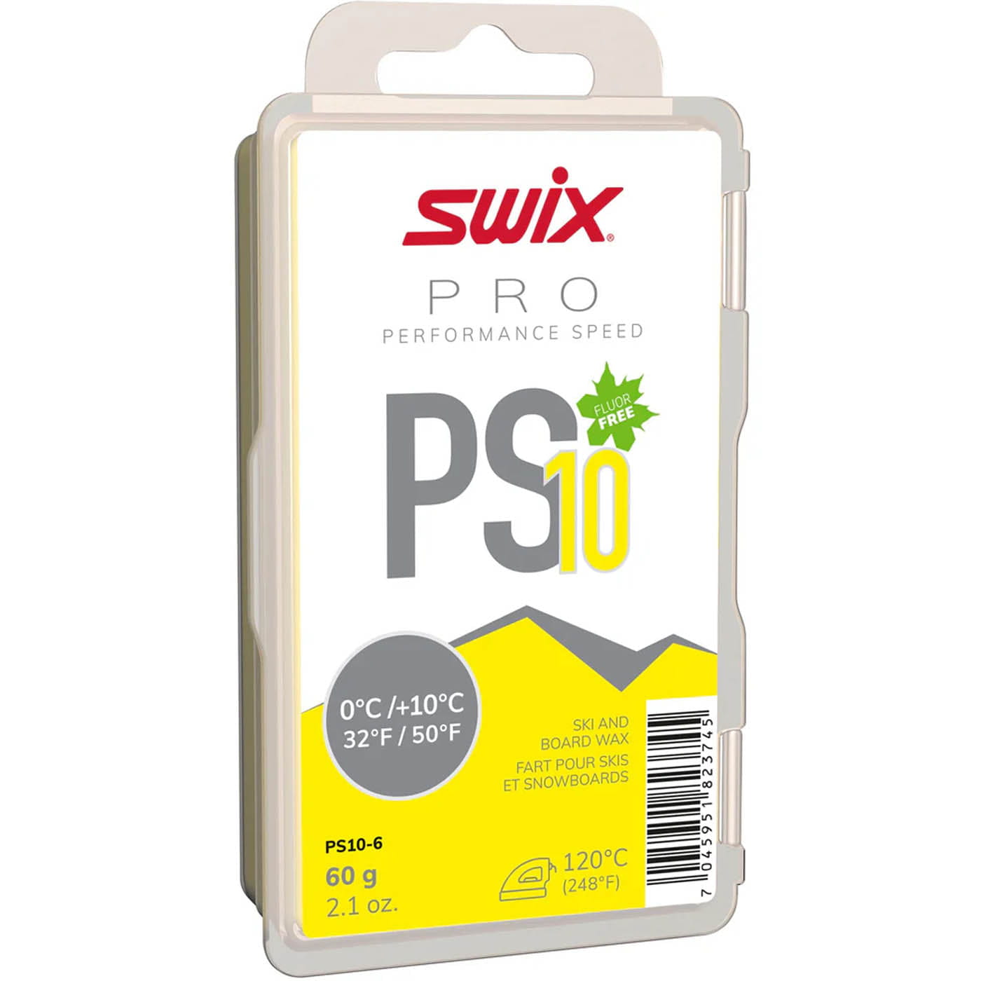 SWIX Wax PS10-6 PS10 Yellow, 0 C/+10 C, 60g
