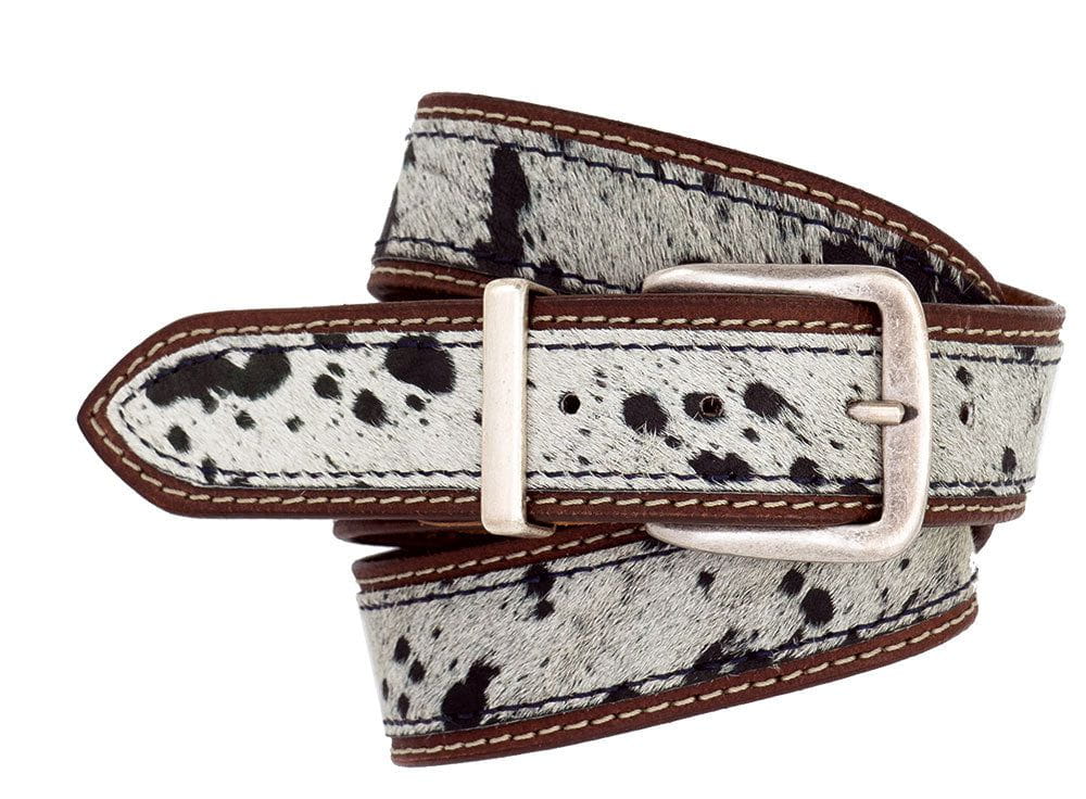 Ammann CLOTHING - Belts Ammann *25W* Sima Belt - White & Black Cowhide & Brown