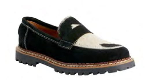Ammann Shoes Women's Interlaken Black Suede, Black & White Cowhide