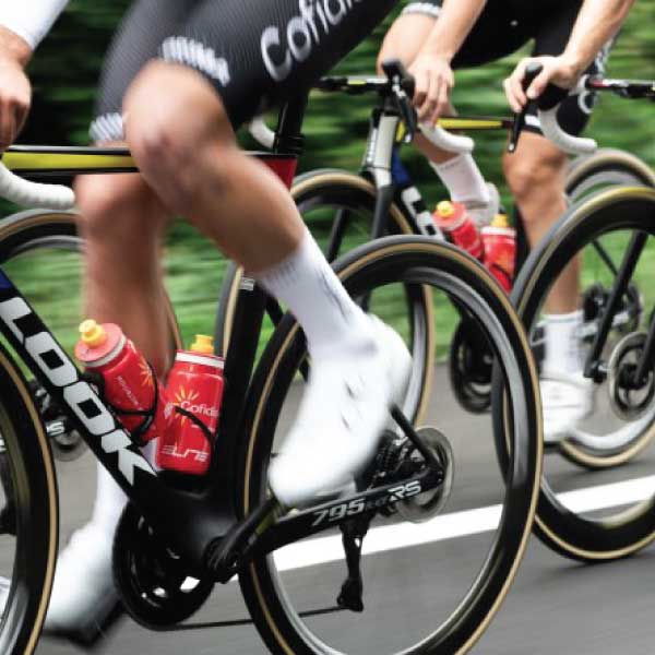 close up image of cyclist on a road ride 