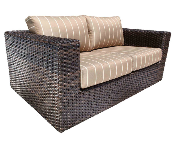 Cabana Coast FURNITURE - Furniture Cabana Coast *23S* Louvre Loveseat - Drift Teak Flat w/Sailcloth Shade Fabric