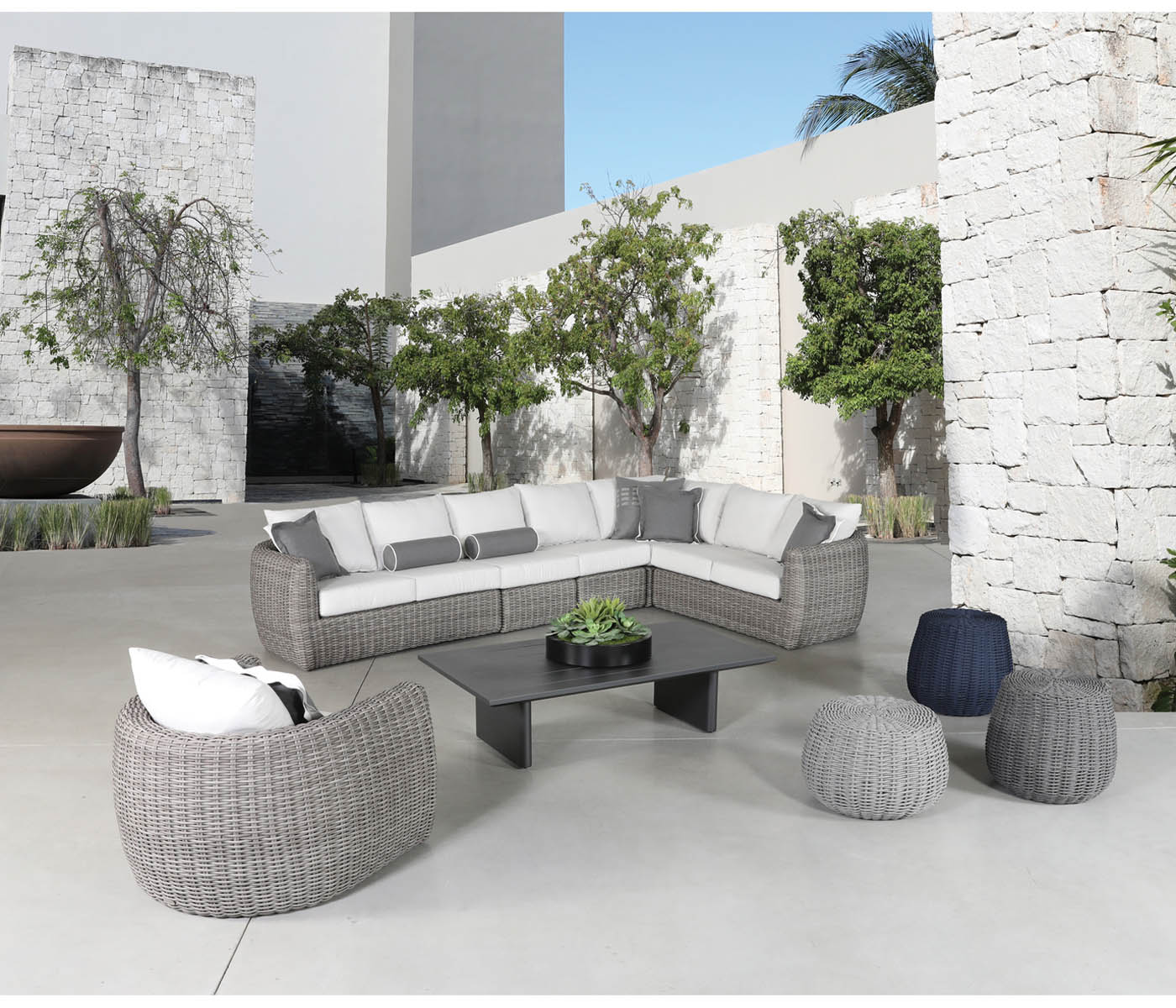 Cabana Coast Sectional Etta Sectional - Willow with Play Oat Fabric