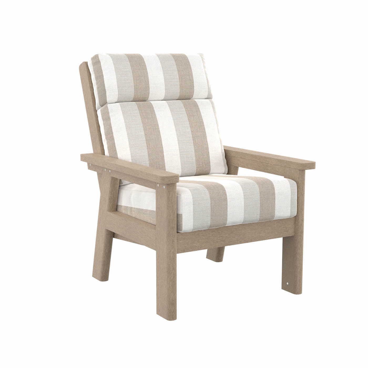 CRP Chair Charleston High Back Arm Chair: Beige + Direction Linen Cushions