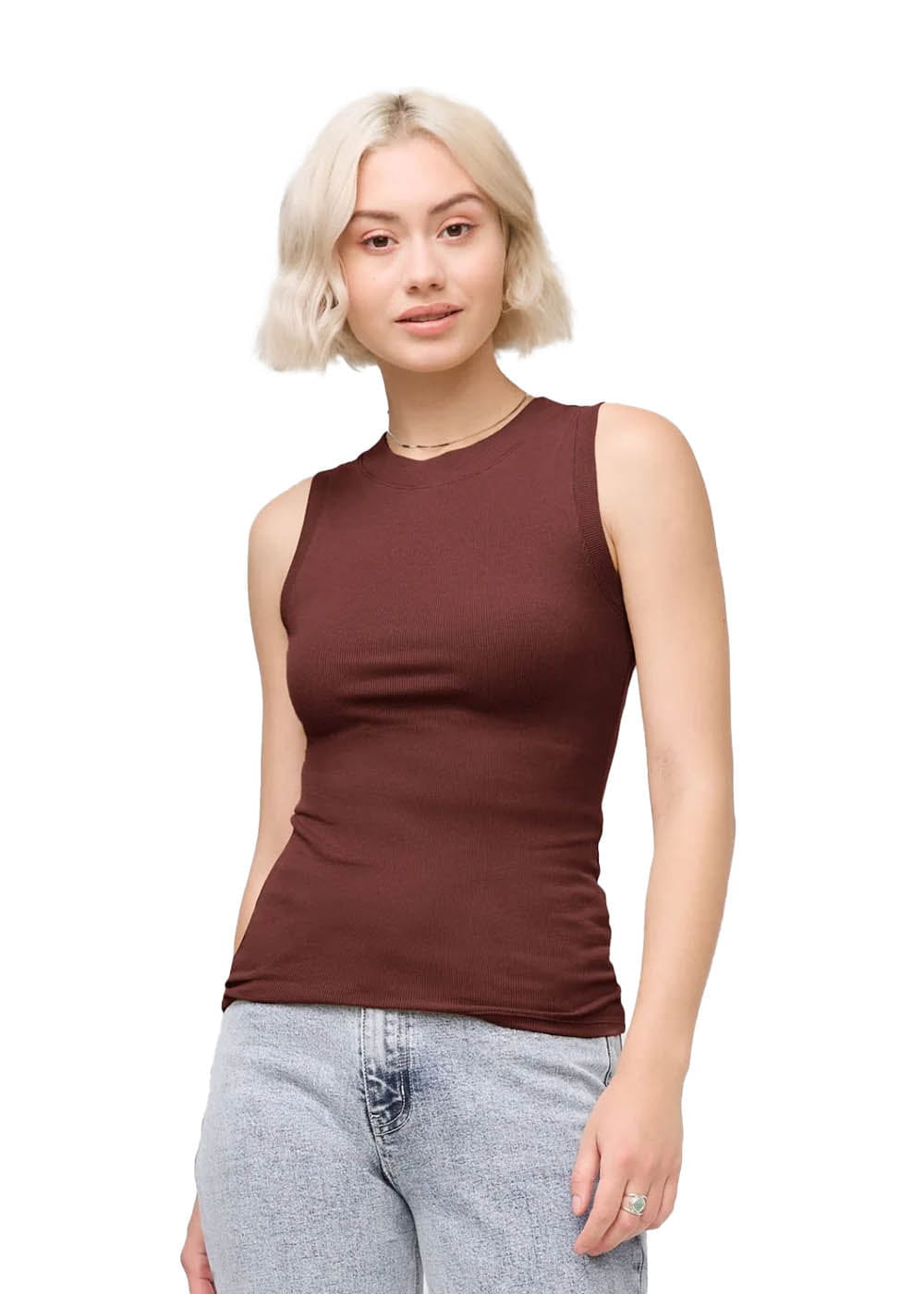 Women's Ribbed Pima High Neck Tank DUER
