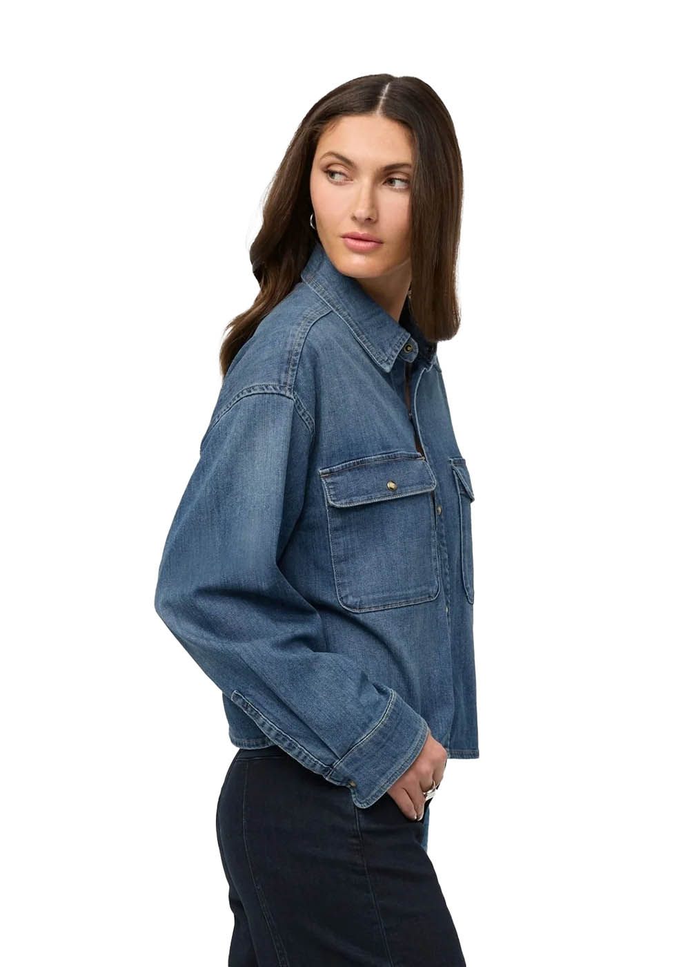 DUER Button Down Women's Performance Denim Lite Boxy Shirt