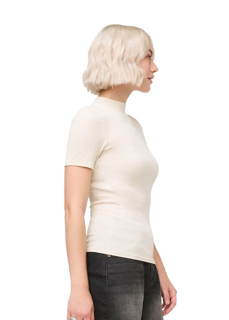 Women's Ribbed Pima Mock Neck Tee DUER