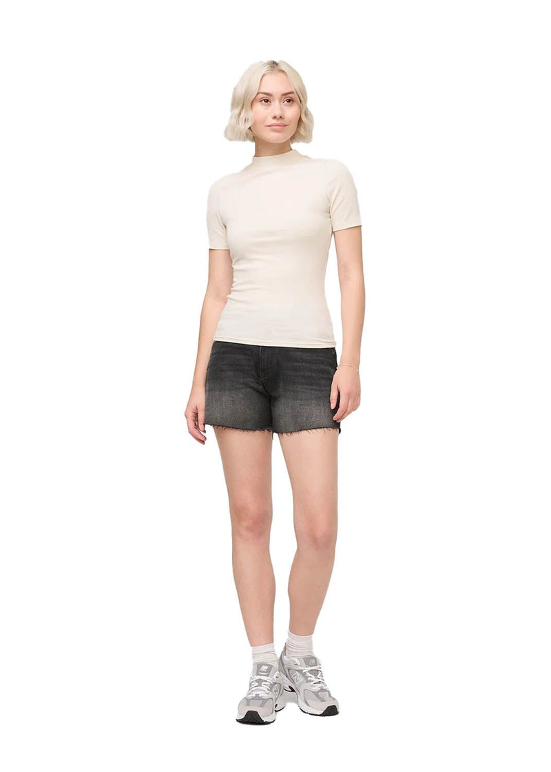Women's Ribbed Pima Mock Neck Tee DUER