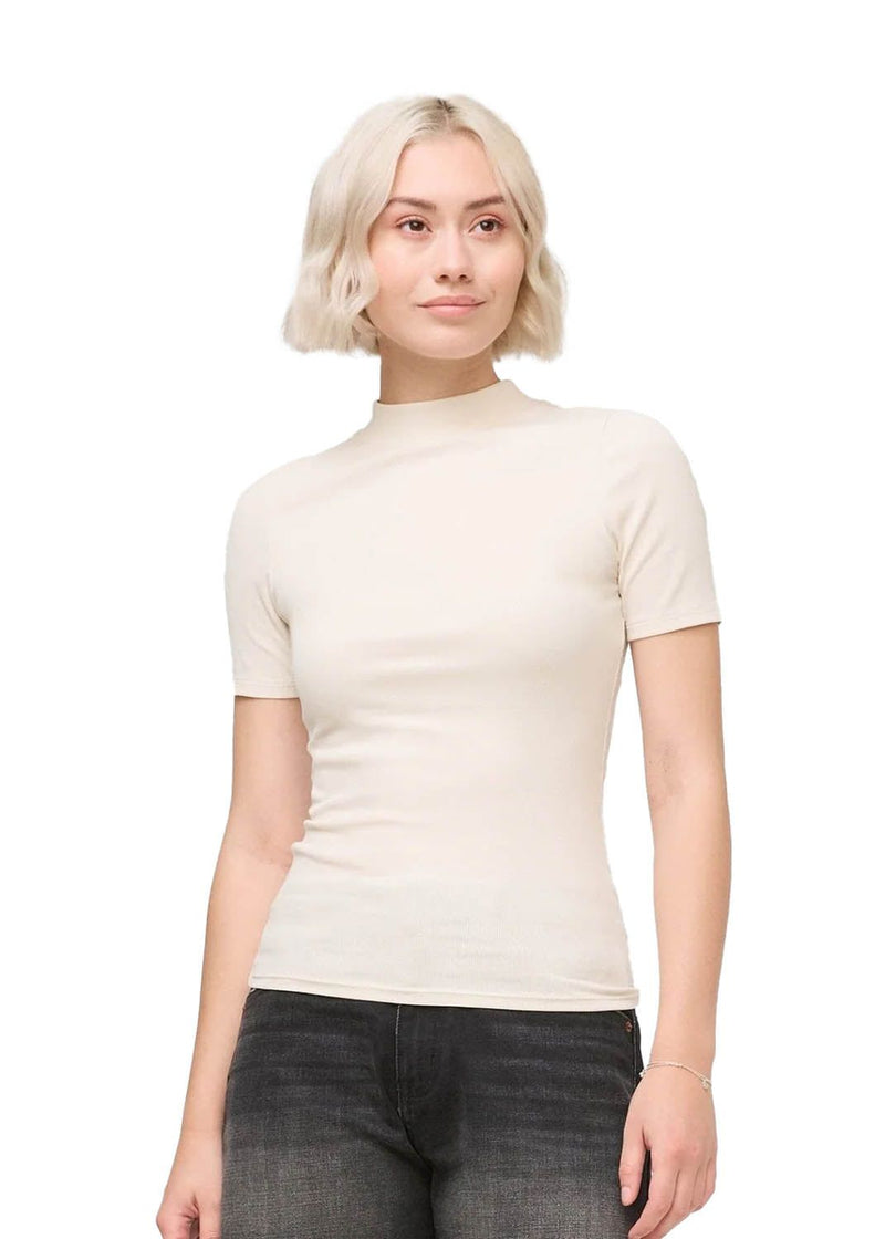 Women's Ribbed Pima Mock Neck Tee DUER