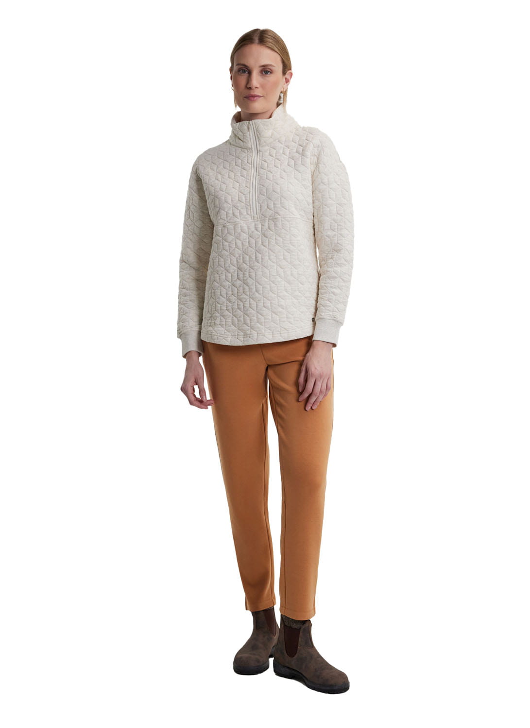 FIG *26W*  Freya 1/2  Zip Long Quilted Sweater FIG