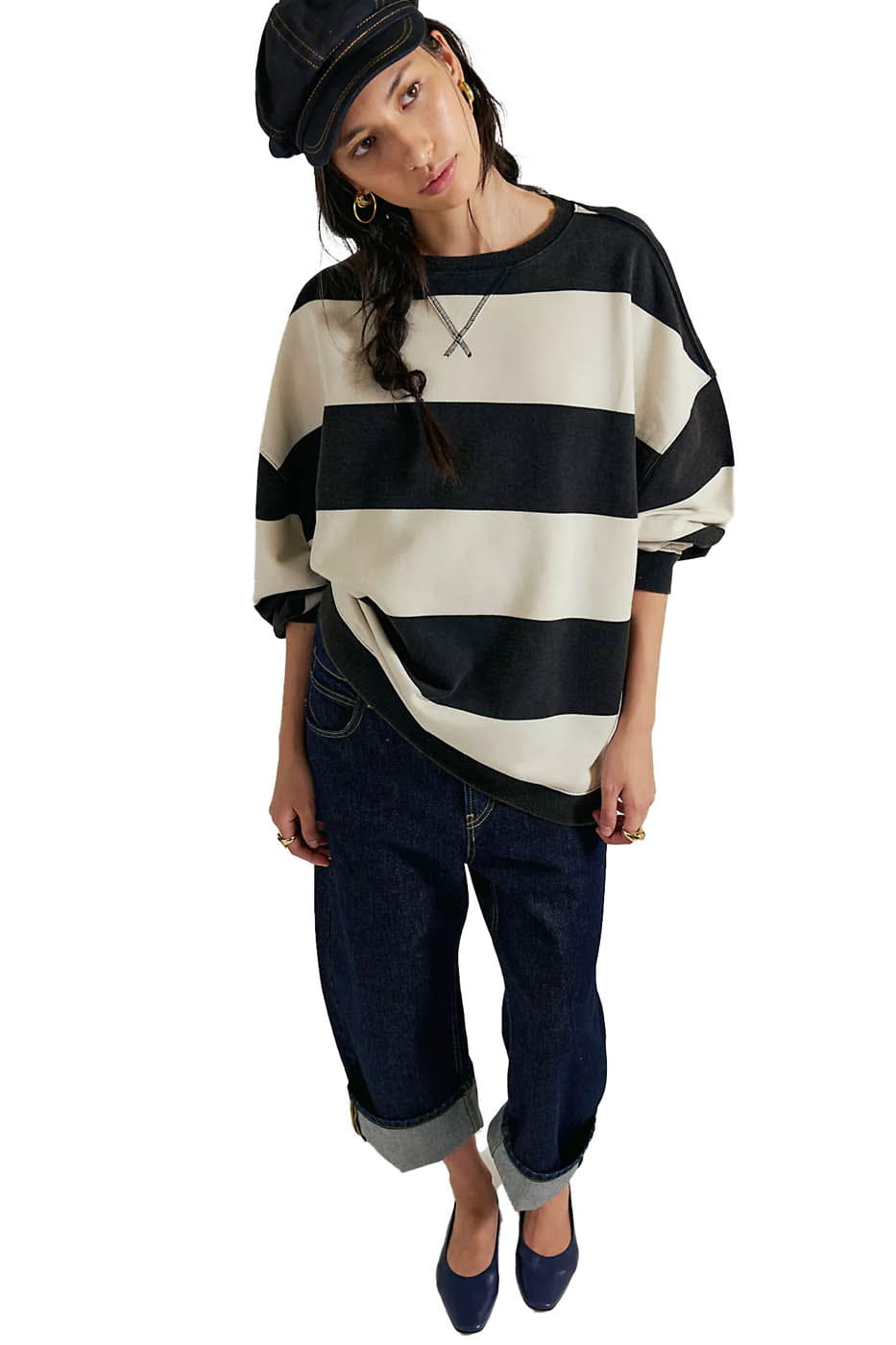 Free People CLOTHING - Women - Apparel - Top Free People *26S* Classic Stripe Crew Wide