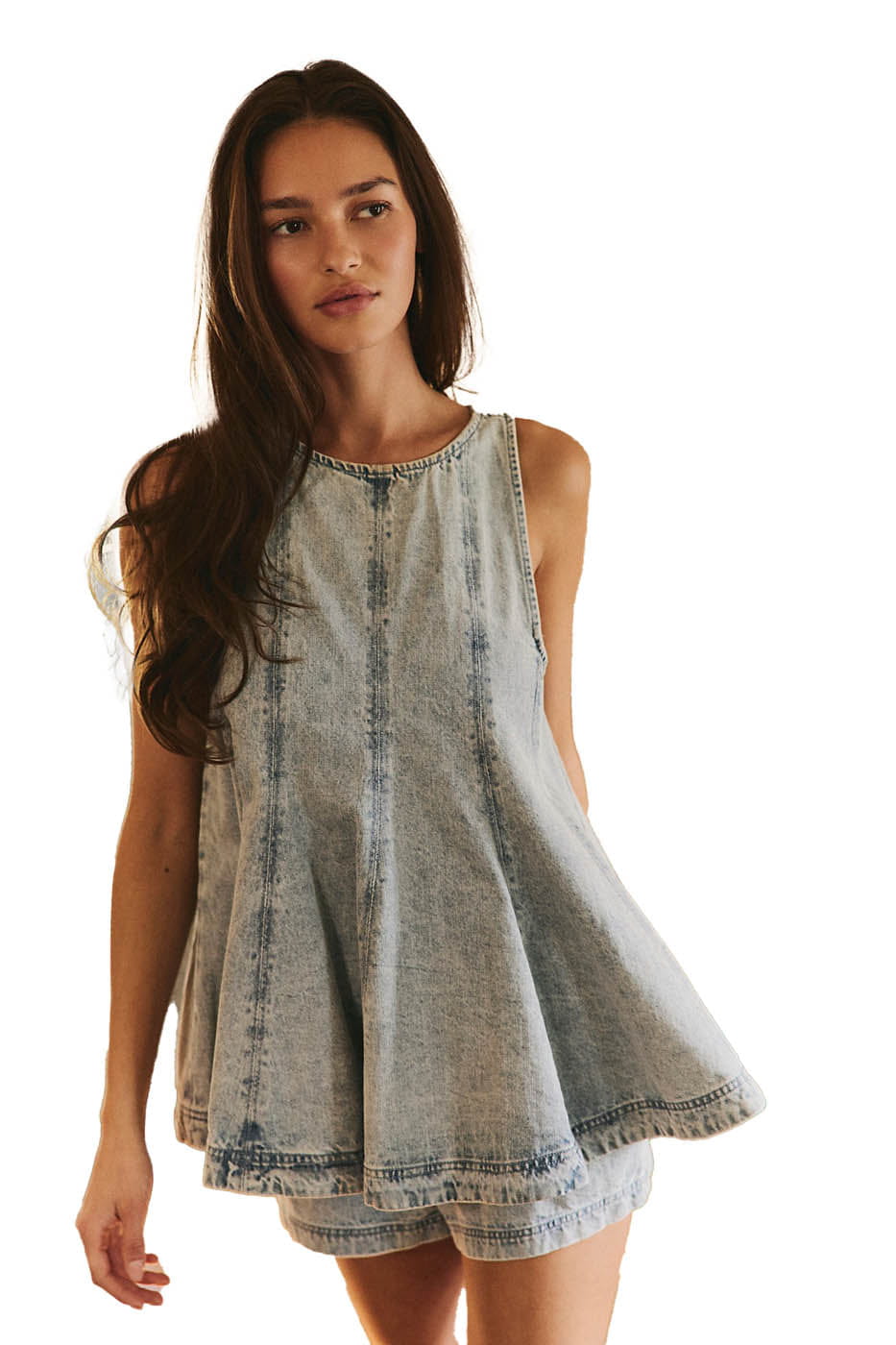 Free People Shirt & Short Set Women's Cassius Denim Set