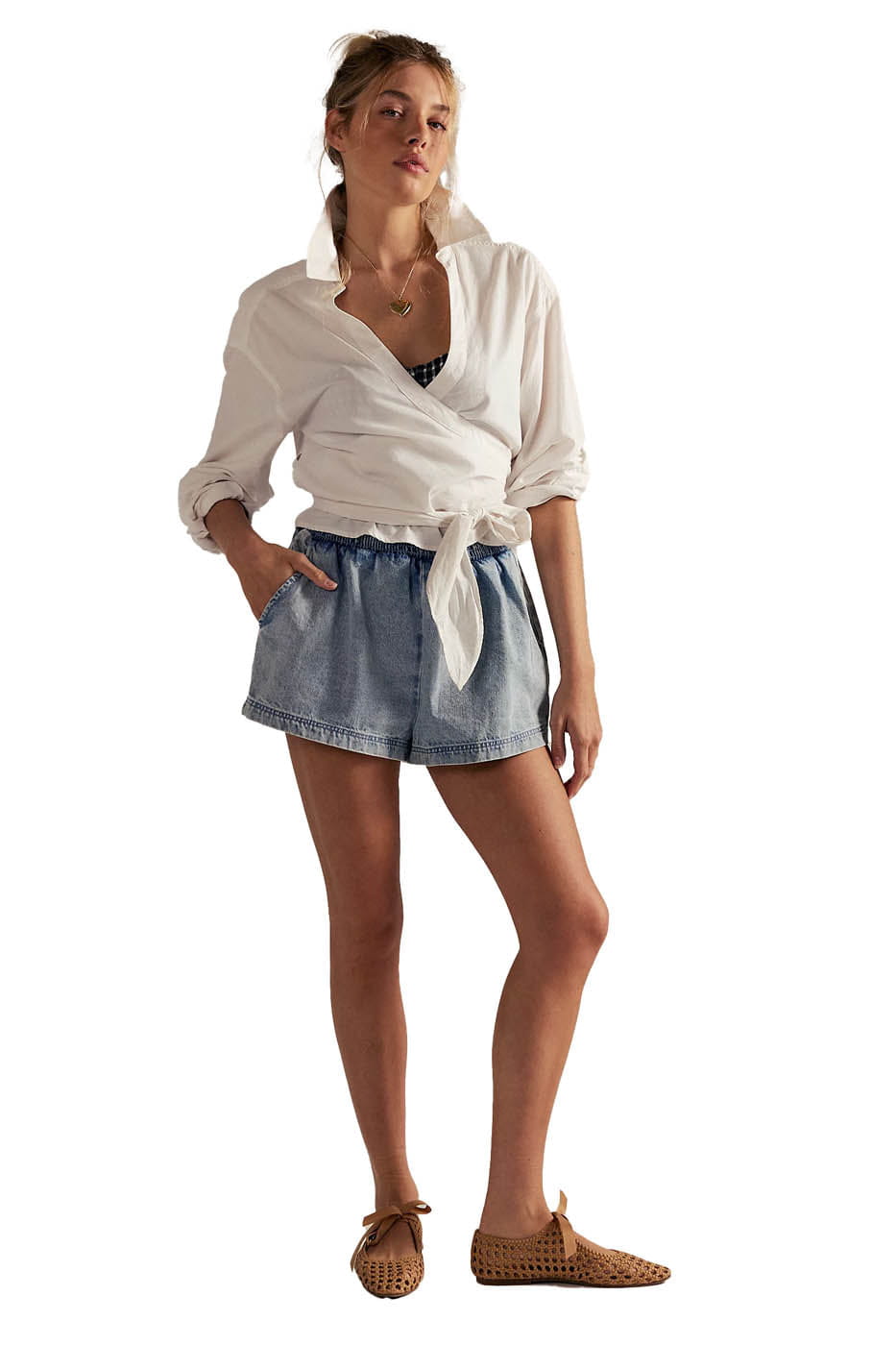 Free People Shirt & Short Set Women's Cassius Denim Set