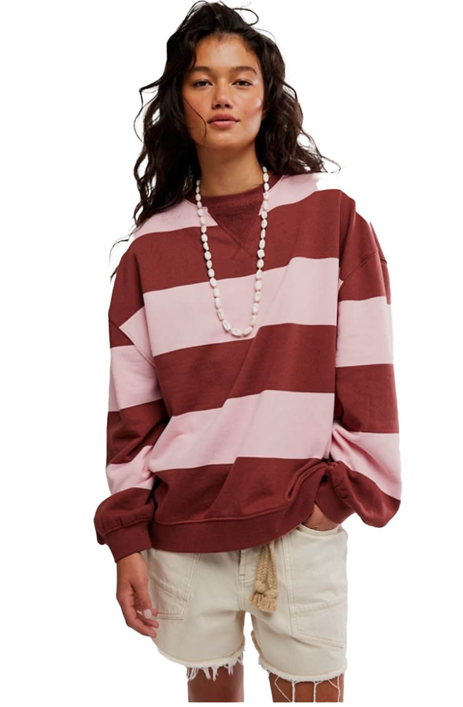 Free People Sweater Women's Classic Stripe Crew Wide