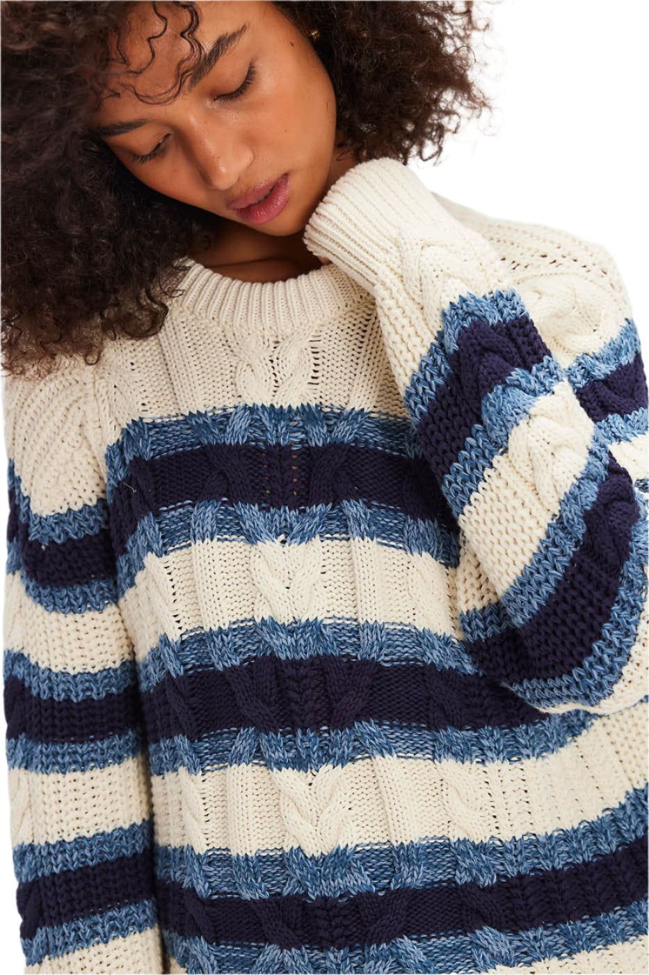 Free People Sweater Women's Frankie Cable Striped Pullover