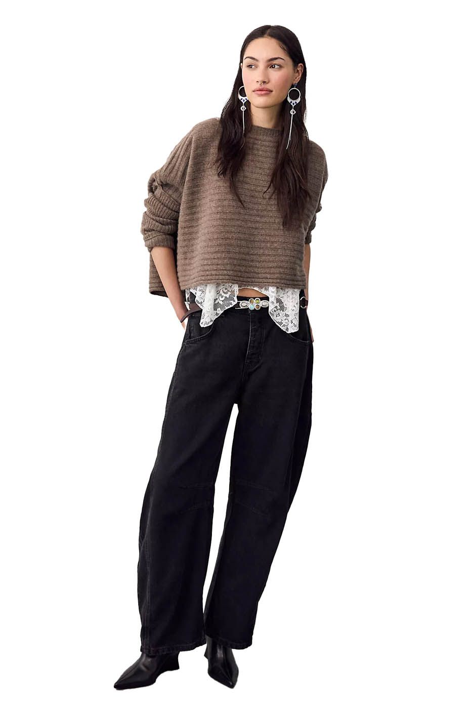 Free People Pants Women's Good Luck Mid Rise Barrel