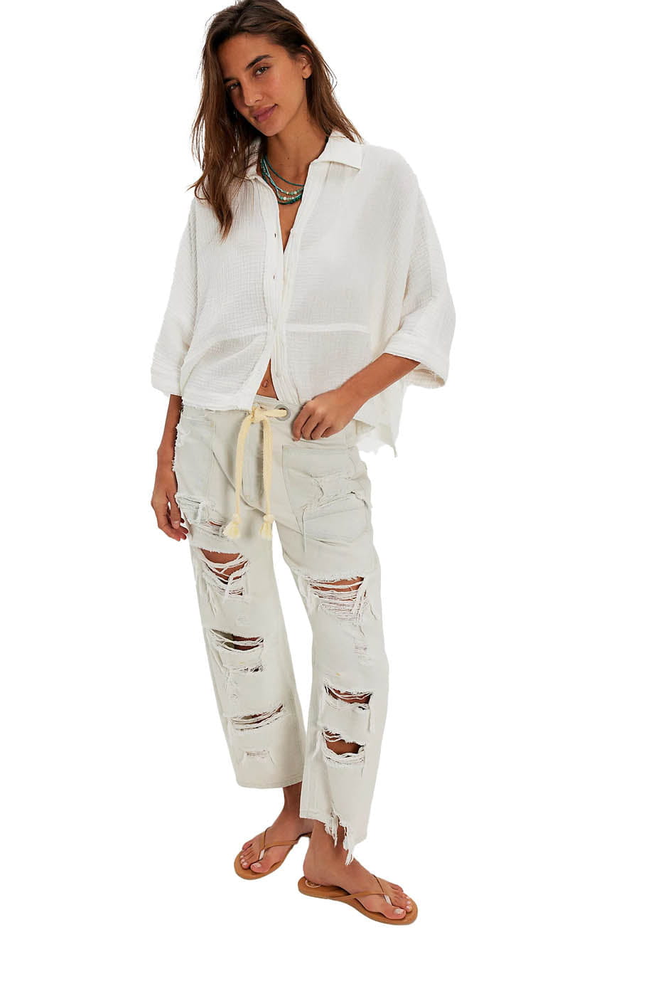Free People Button Down Women's Happy Days Top
