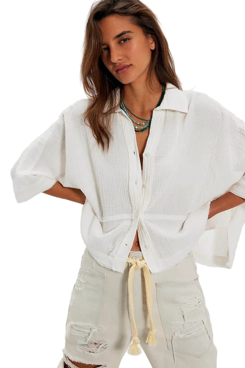 Free People Button Down Women's Happy Days Top