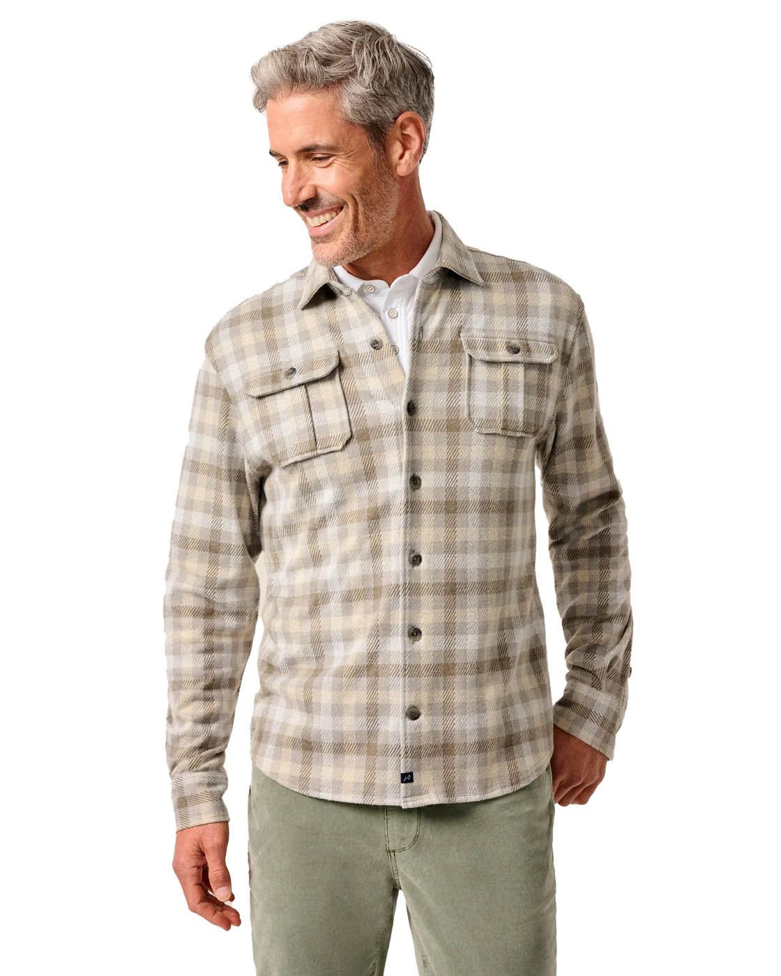 johnnie-O Button Down Men's Marcelo Stretch Knit Flannel Lodge Shirt