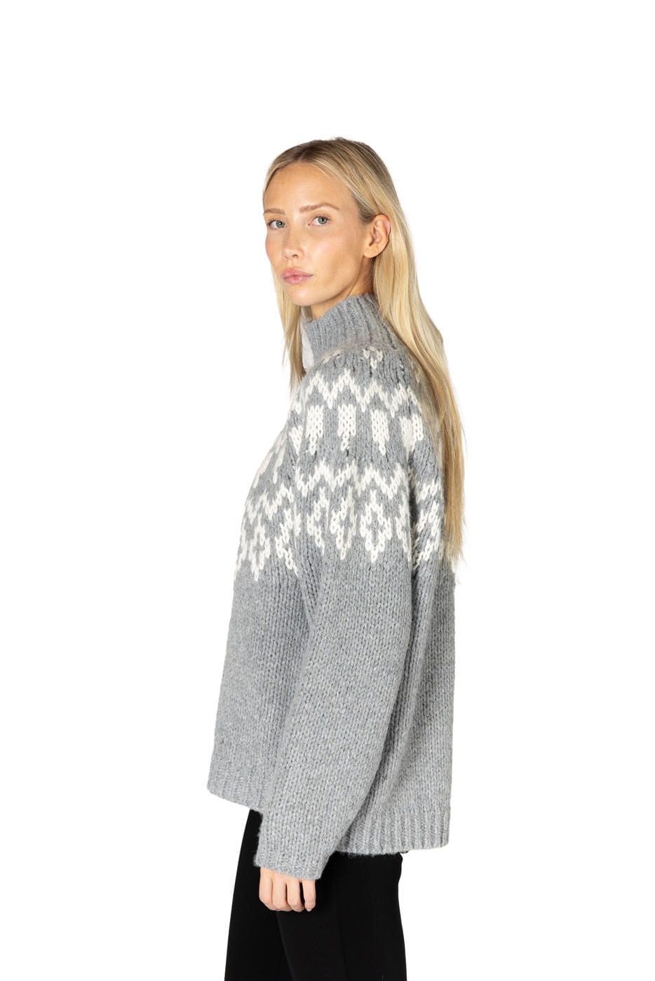 Lyla + Luxe Sweater Women's Aggie Fair Isle Mock Sweater