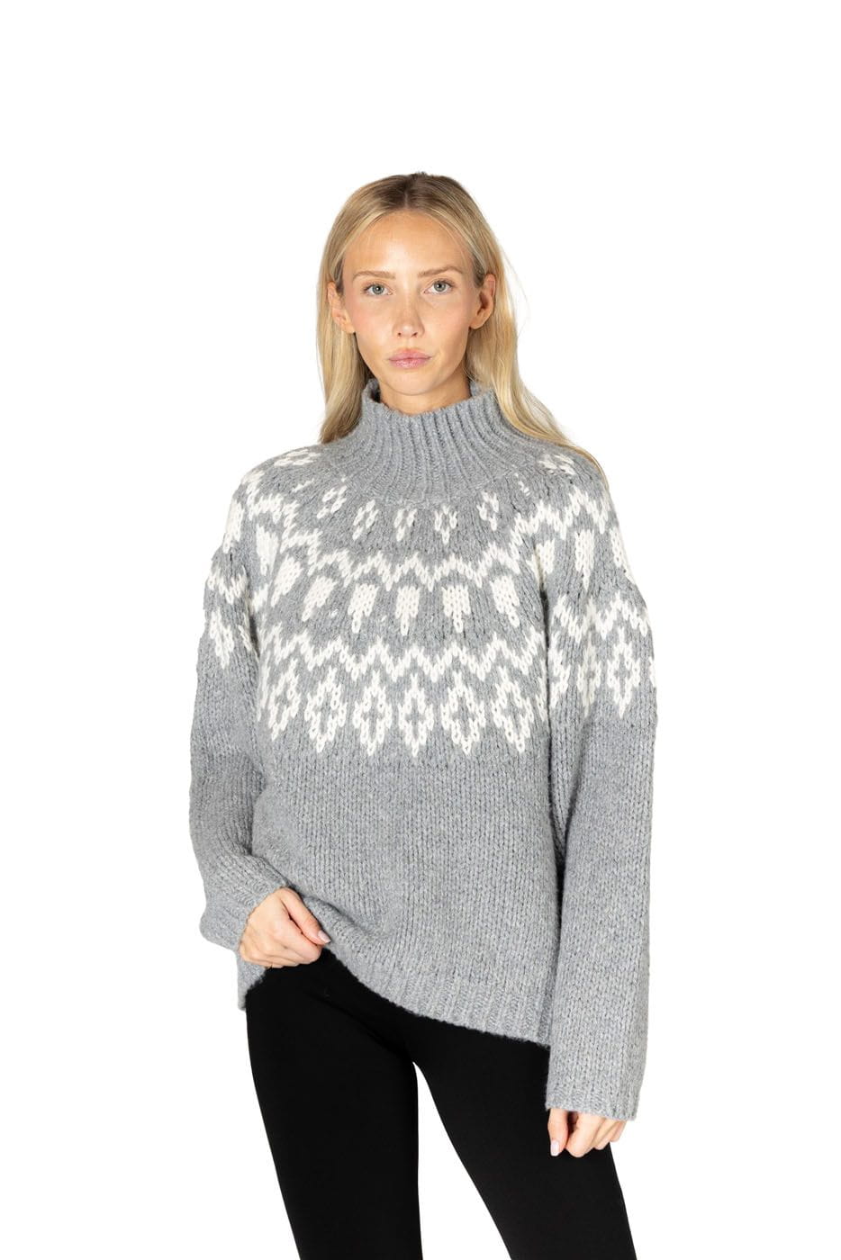 Lyla + Luxe Sweater Women's Aggie Fair Isle Mock Sweater