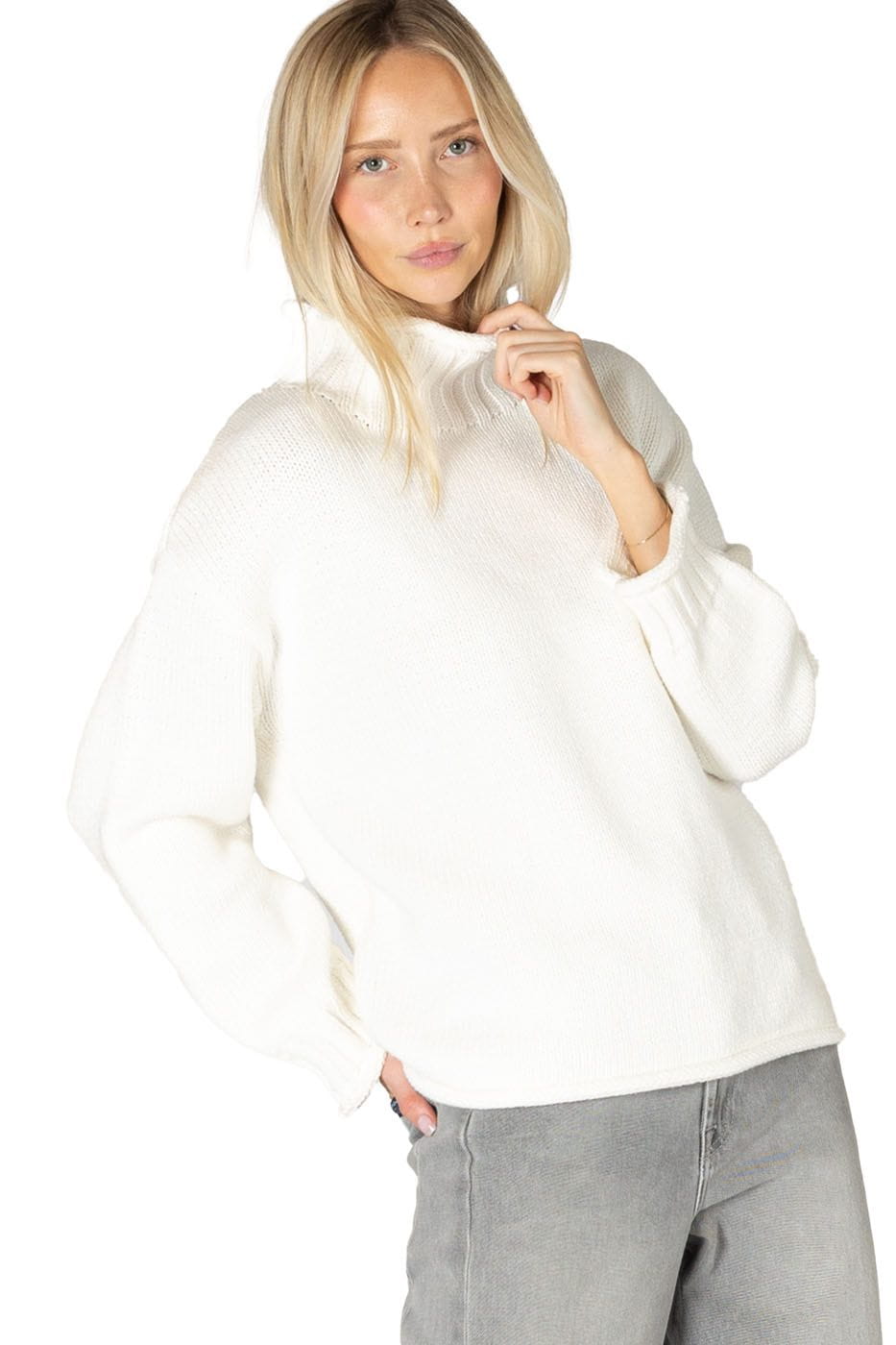 Lyla + Luxe Sweater Women's Dolly Cotton Chunky Mock Sweater