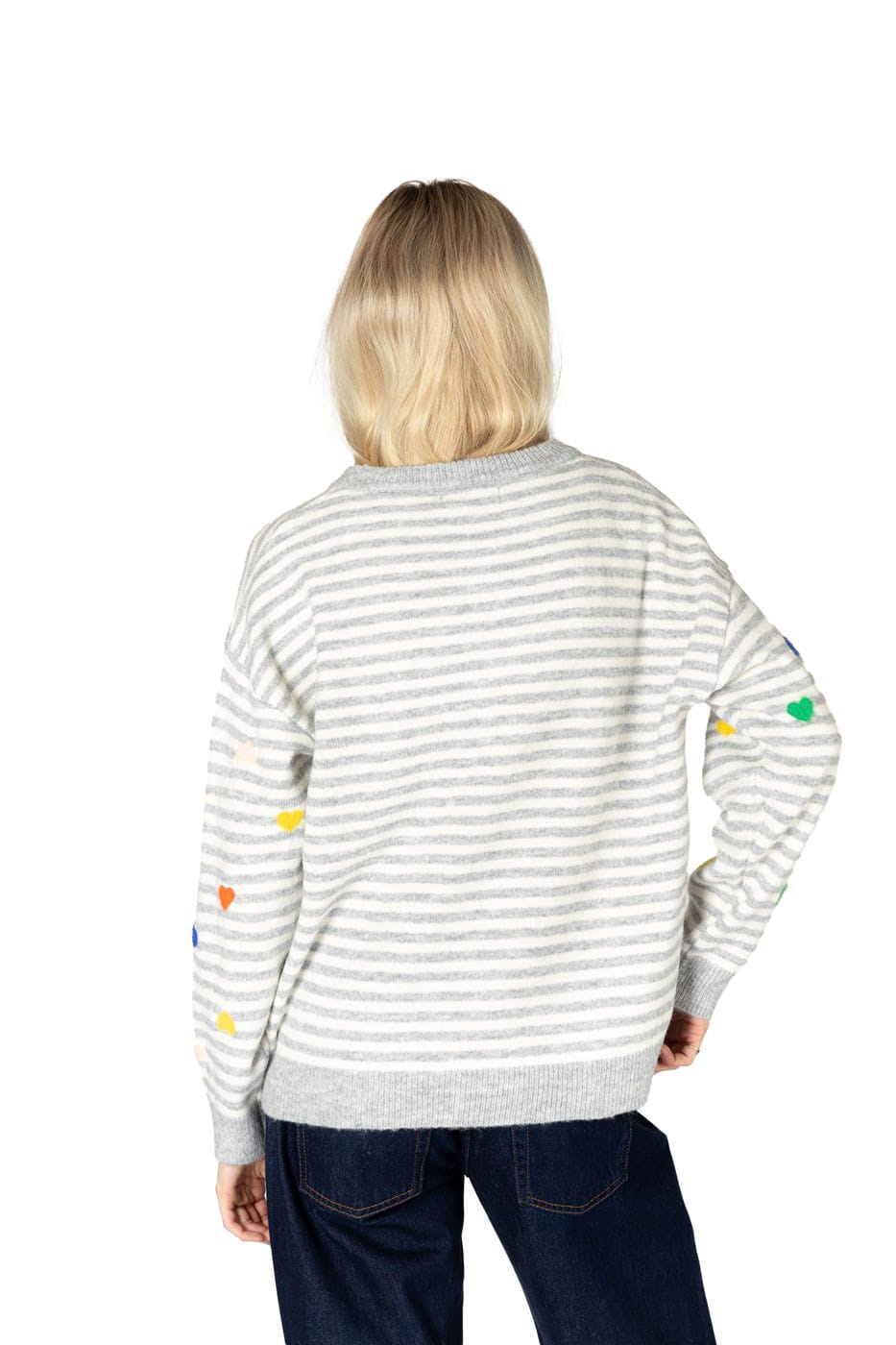 Lyla + Luxe Sweater Women's Jaidyn Heart Stripe Sweater