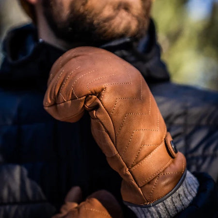 man wearing a pair of mittens