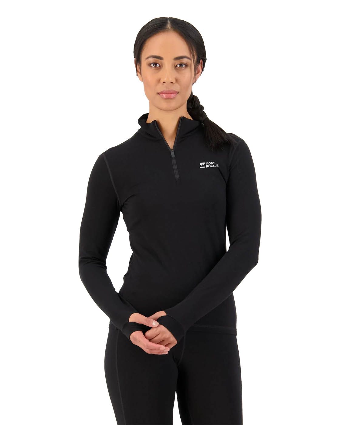 Mons Royale Base Layer Tops Women's Cascade Merino Base Layer 1/4 Zip LS