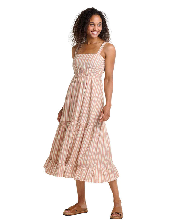 Women's Taj Hemp Tiered Midi Sl Dress TOAD