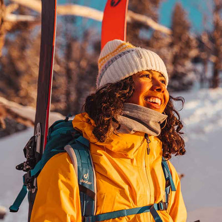woman outside backcountry skiing