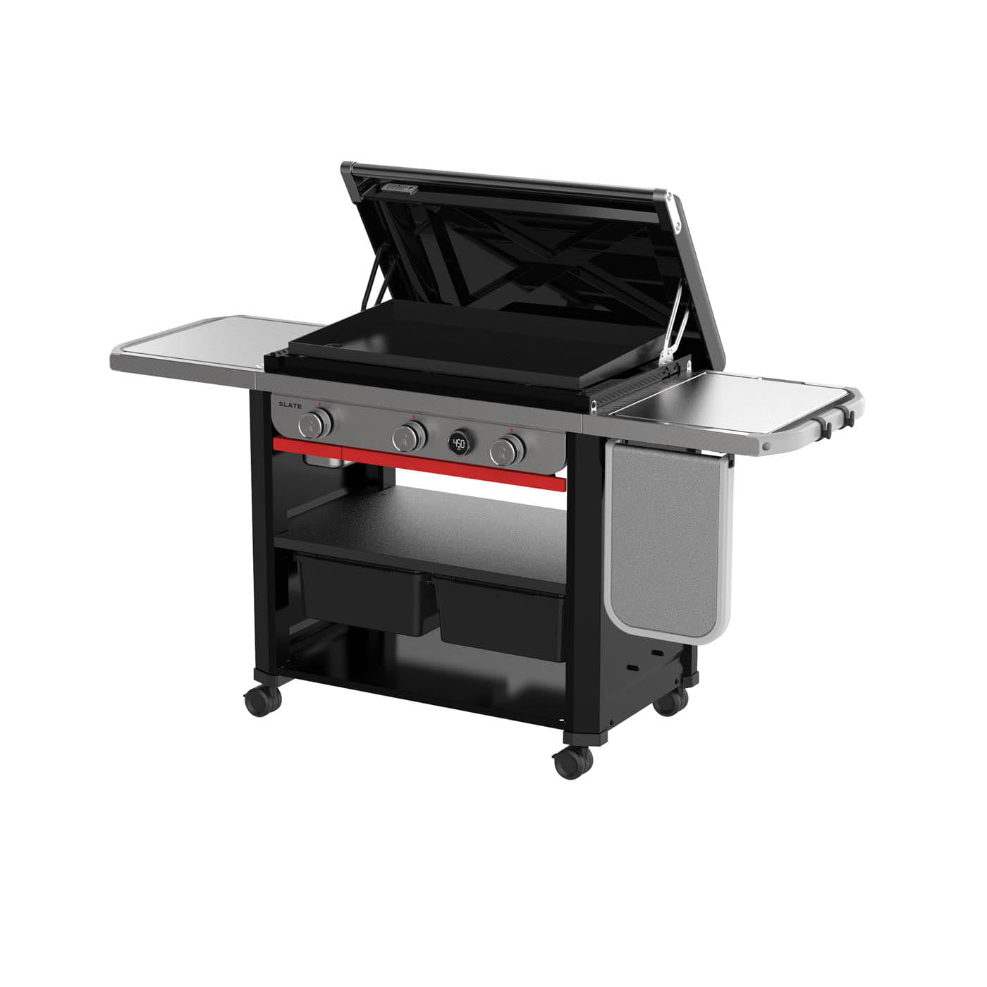 Weber Griddle Slate 30" Rust Resistant Griddle with Side Table 3B Natural Gas Black