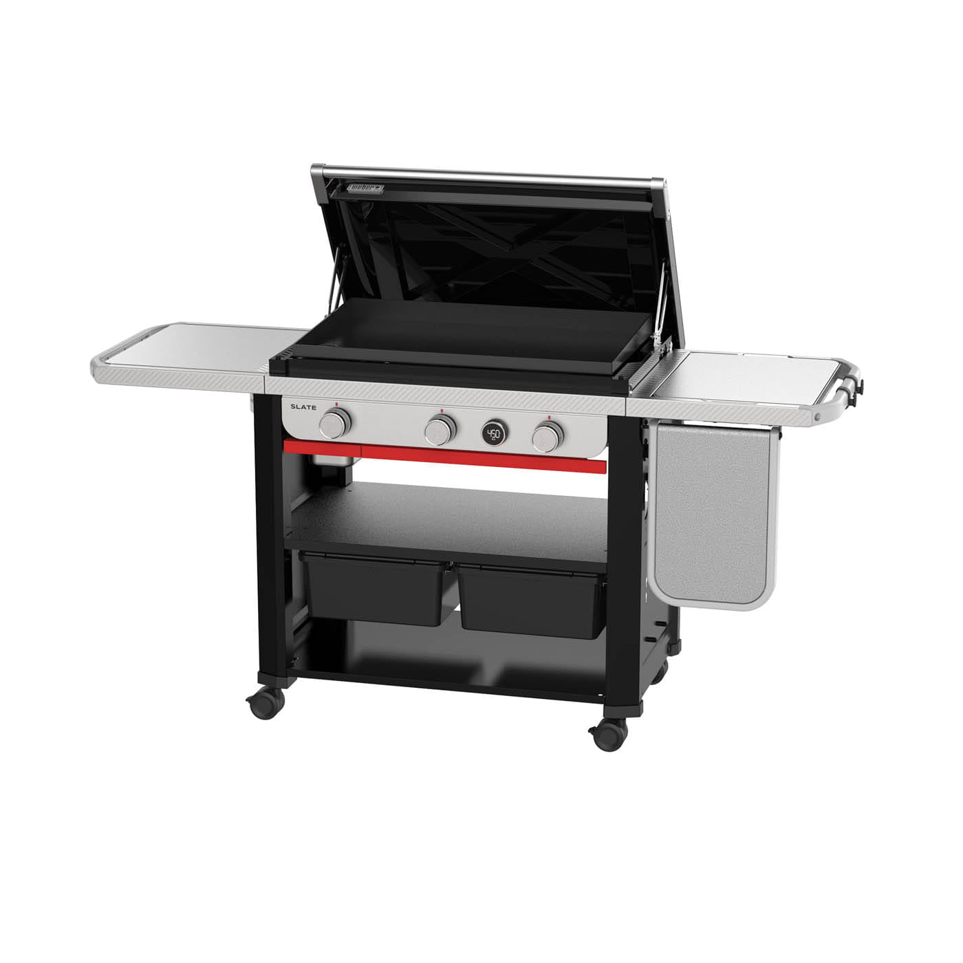 Weber Griddle Slate 30" Rust Resistant Griddle with Side Table 3B Natural Gas Black