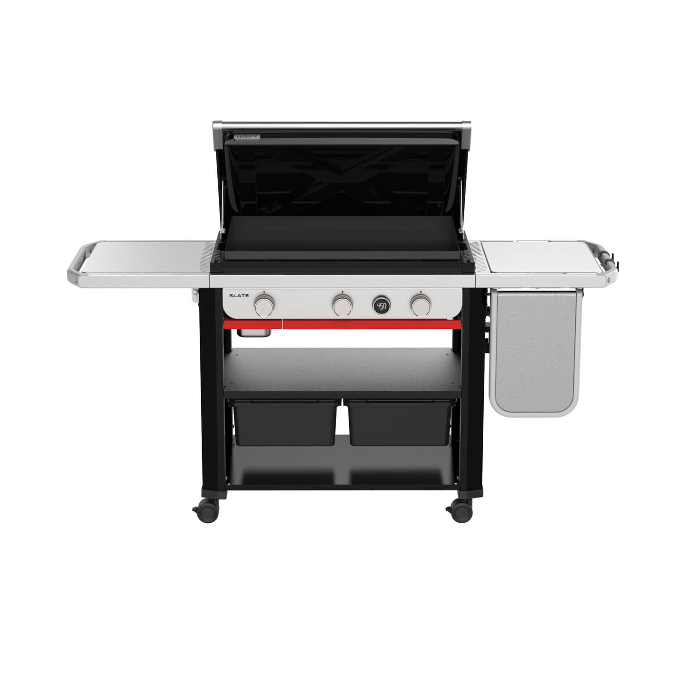 Weber Griddle Slate 30" Rust Resistant Griddle with Side Table 3B Natural Gas Black