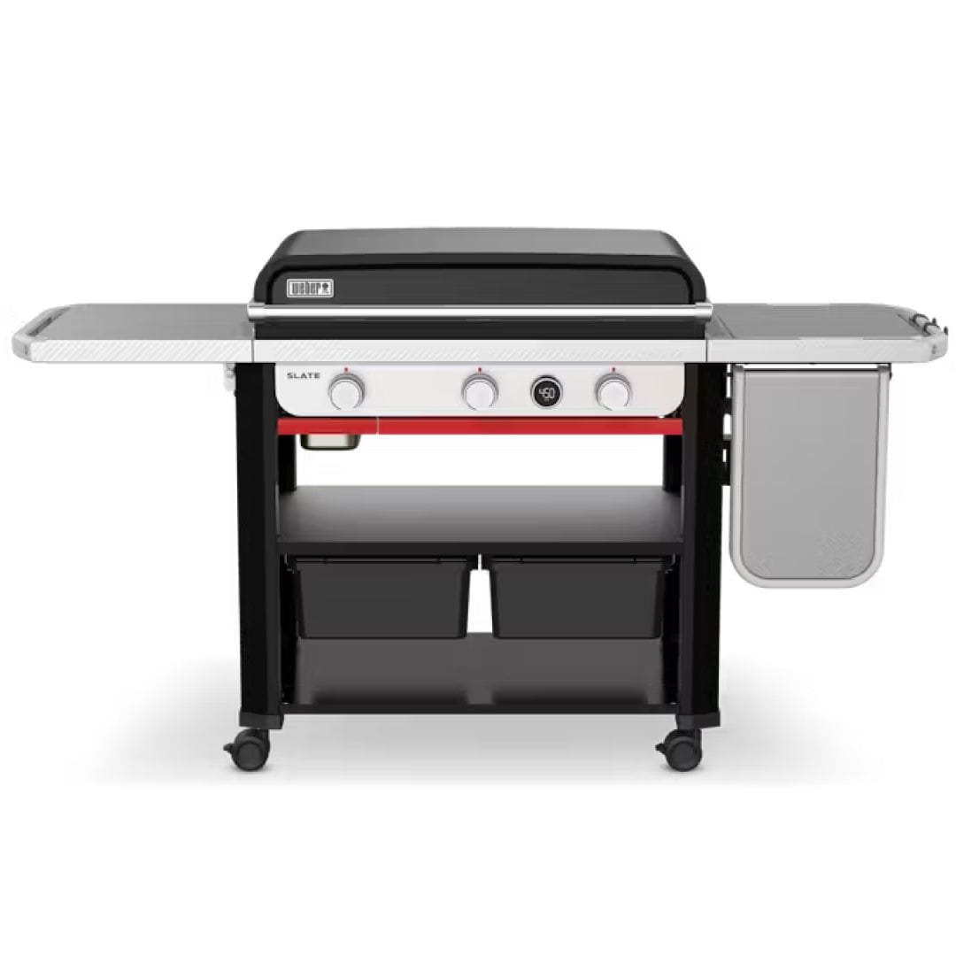 Slate 31" Rust Resistant Griddle with Side Table 3 B LP Black Weber