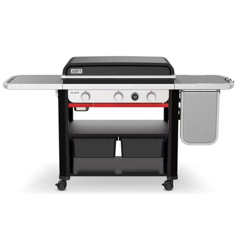 Slate 31" Rust Resistant Griddle with Side Table 3 B LP Black Weber