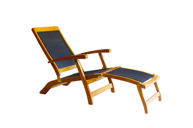 Newport Steamer Lounger Black Muskoka Teak