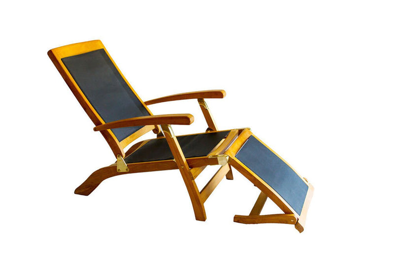 Newport Steamer Lounger Black Muskoka Teak